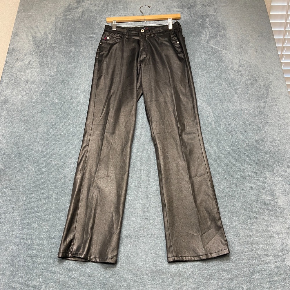 C'est Toi Pants Womens 9/10 Black Faux Leather Stretch Mid Rise Casual Pockets